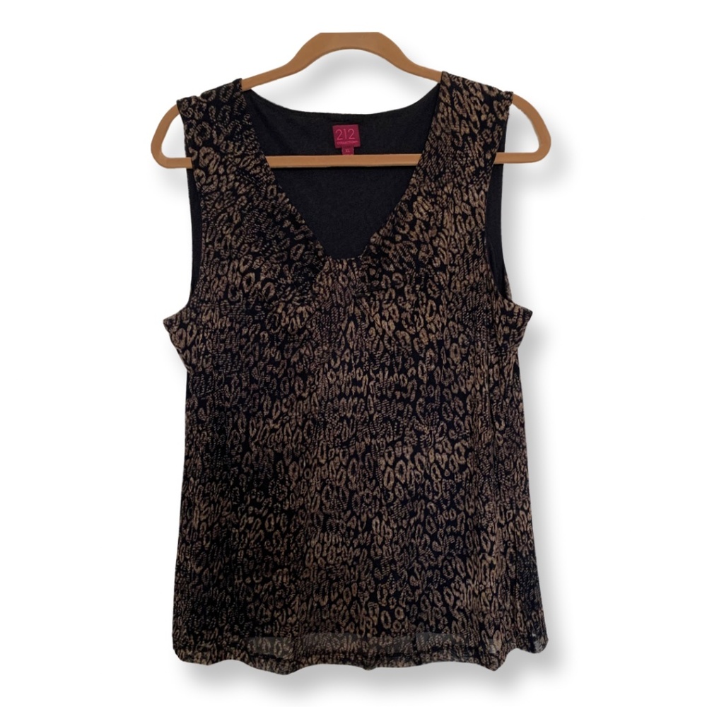 212 Collections Animal Print V Neck Tank Top XL